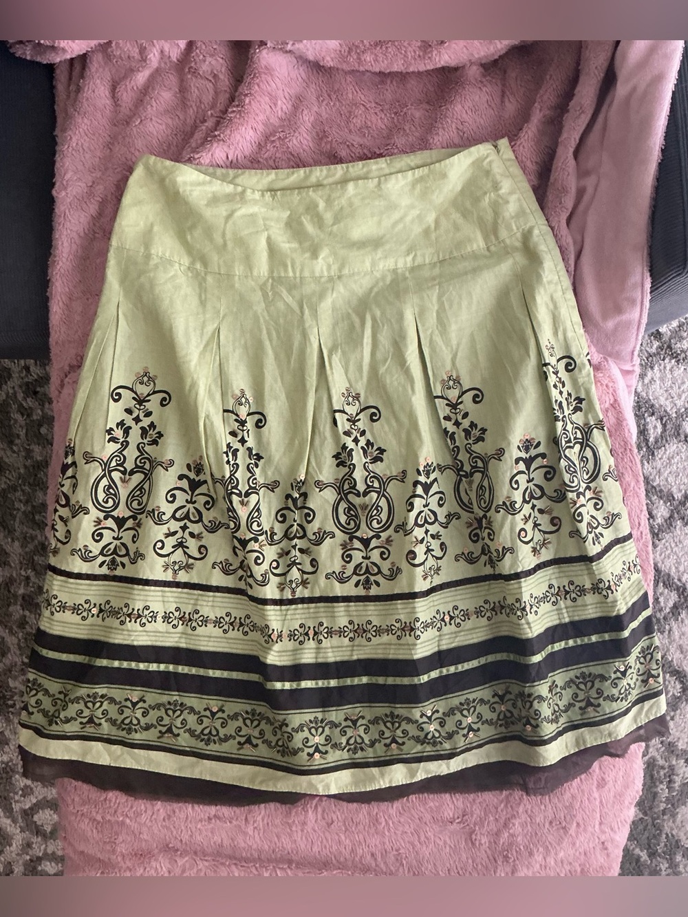 Apt. 9 Light Green A-Line Skirt with Black Trim